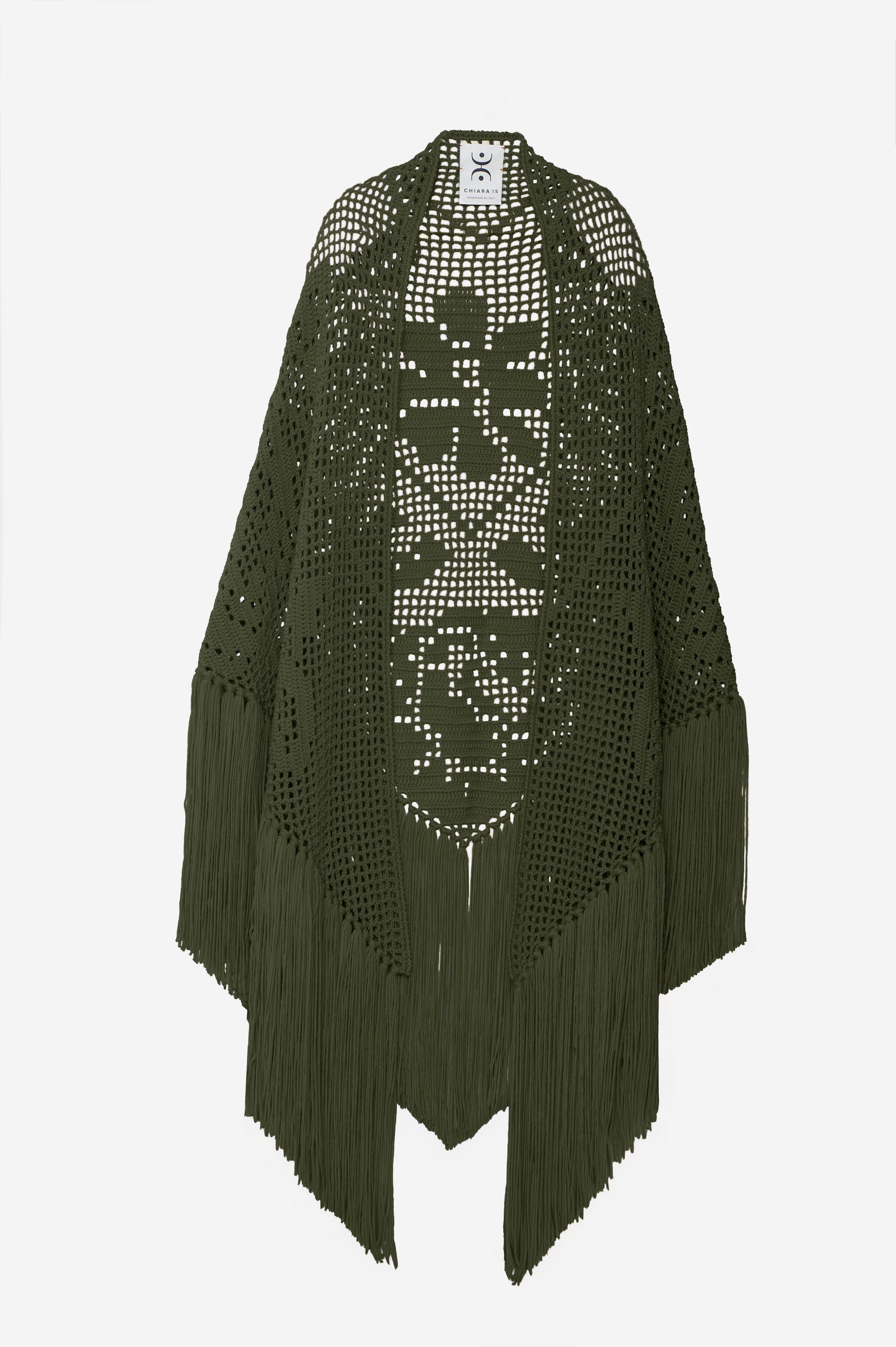 Scialle Peonia in Merino Wool, Moss Green