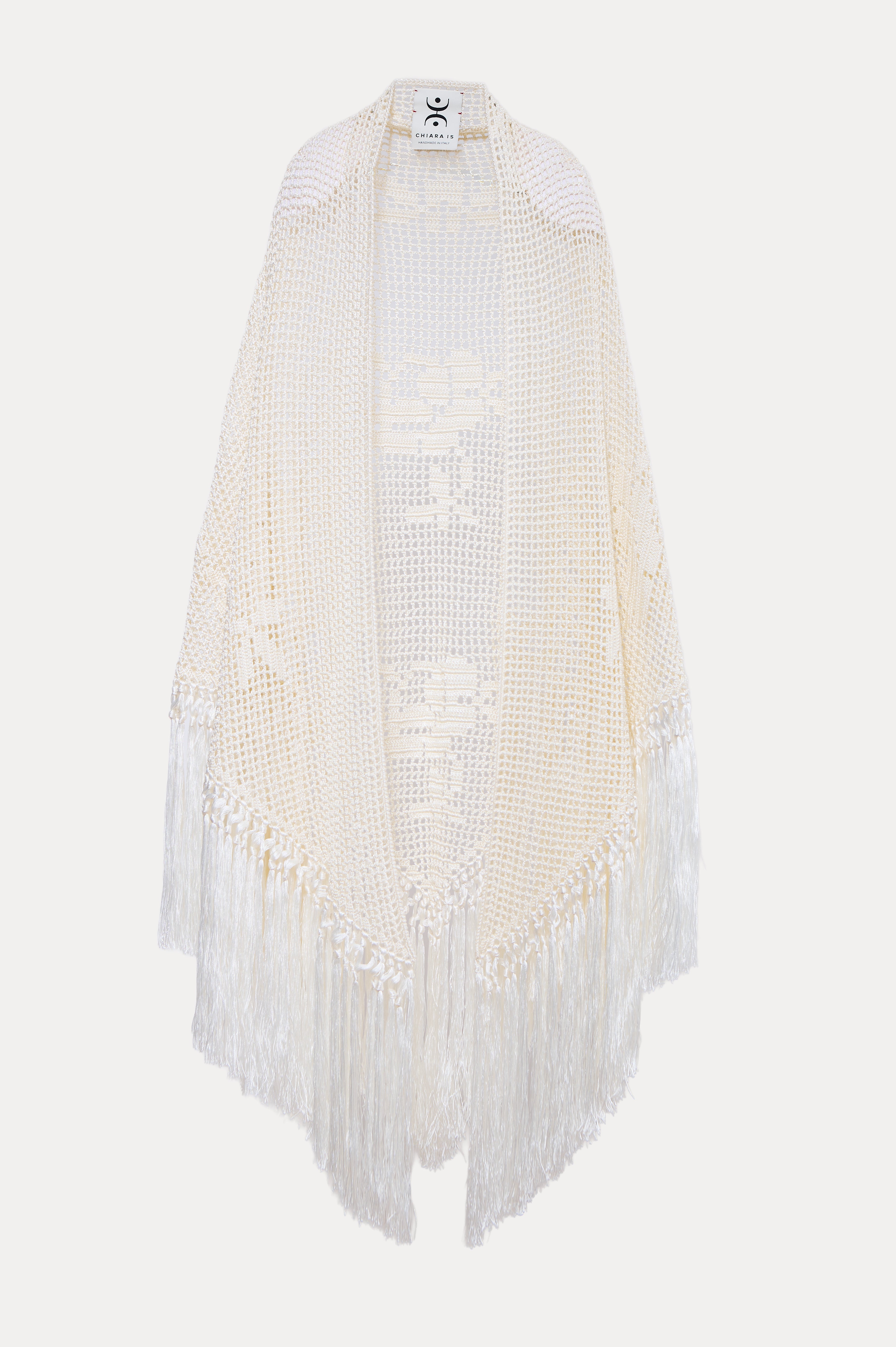 Scialle Rosa in Cotton Silk Blend, Marna White