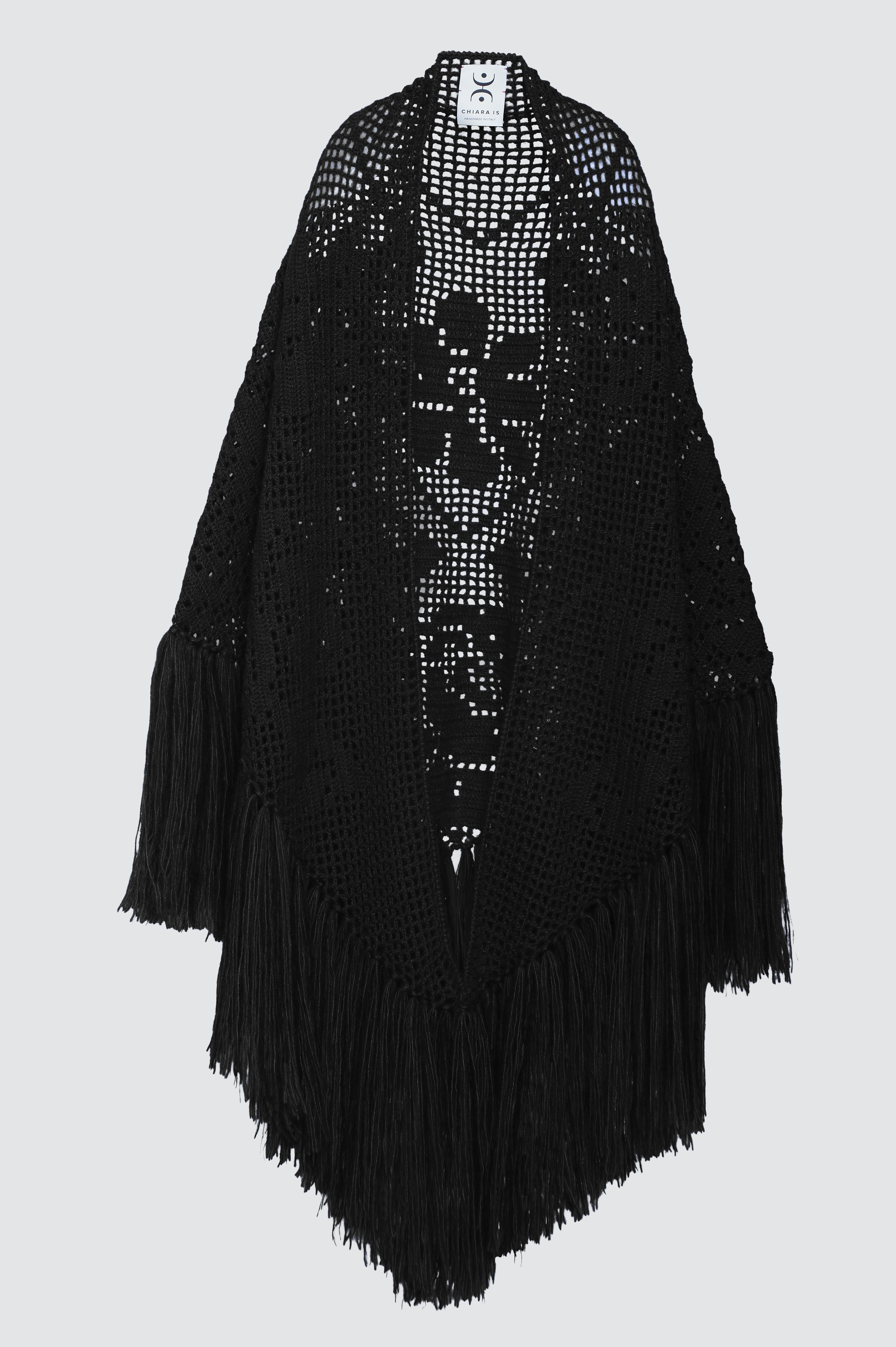 Scialle Coperta in Mohair Silk Blend, Volcanic Black