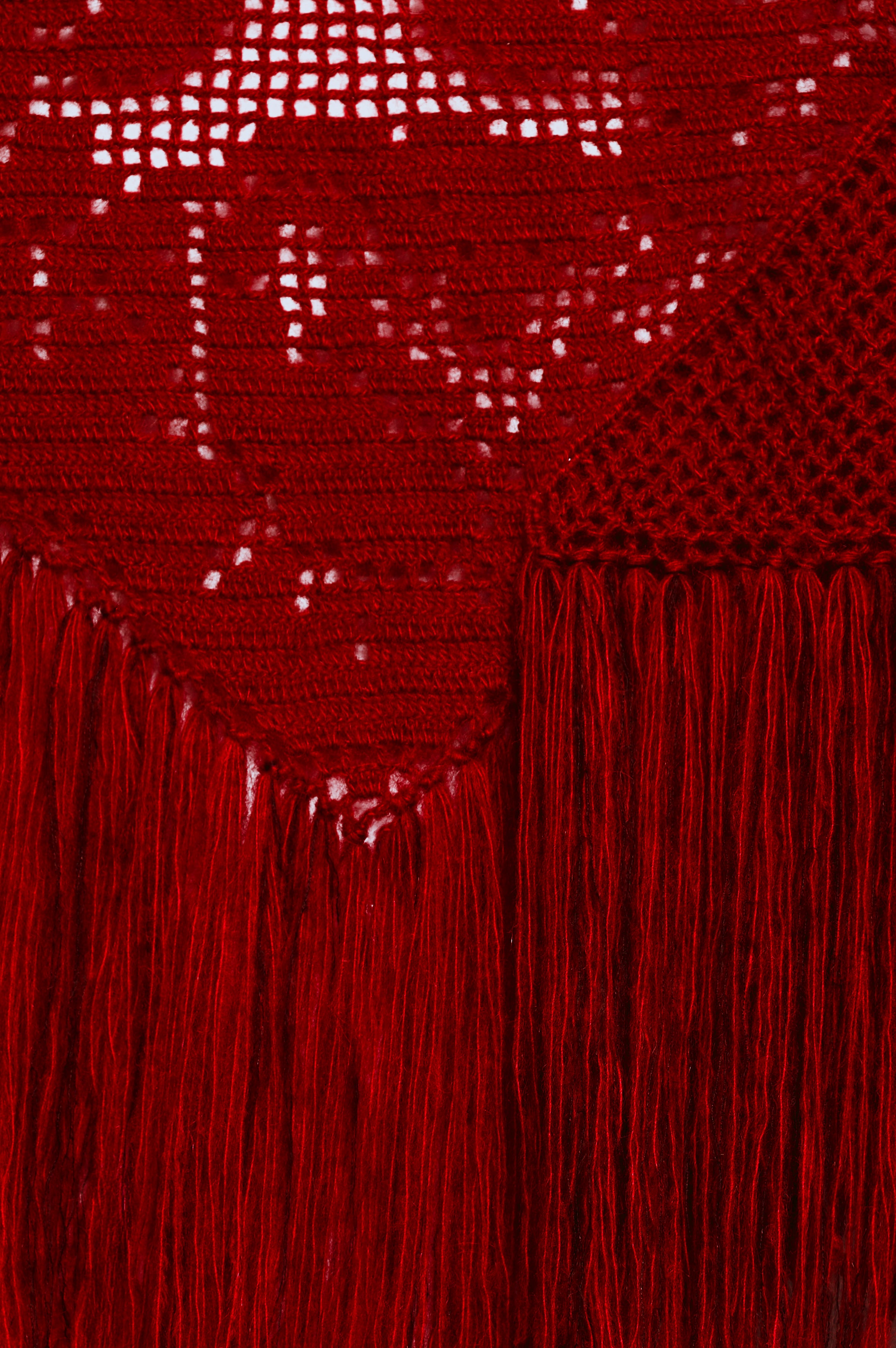 Scialle Coperta in Mohair Silk Blend, Etna Fire Red, Detail