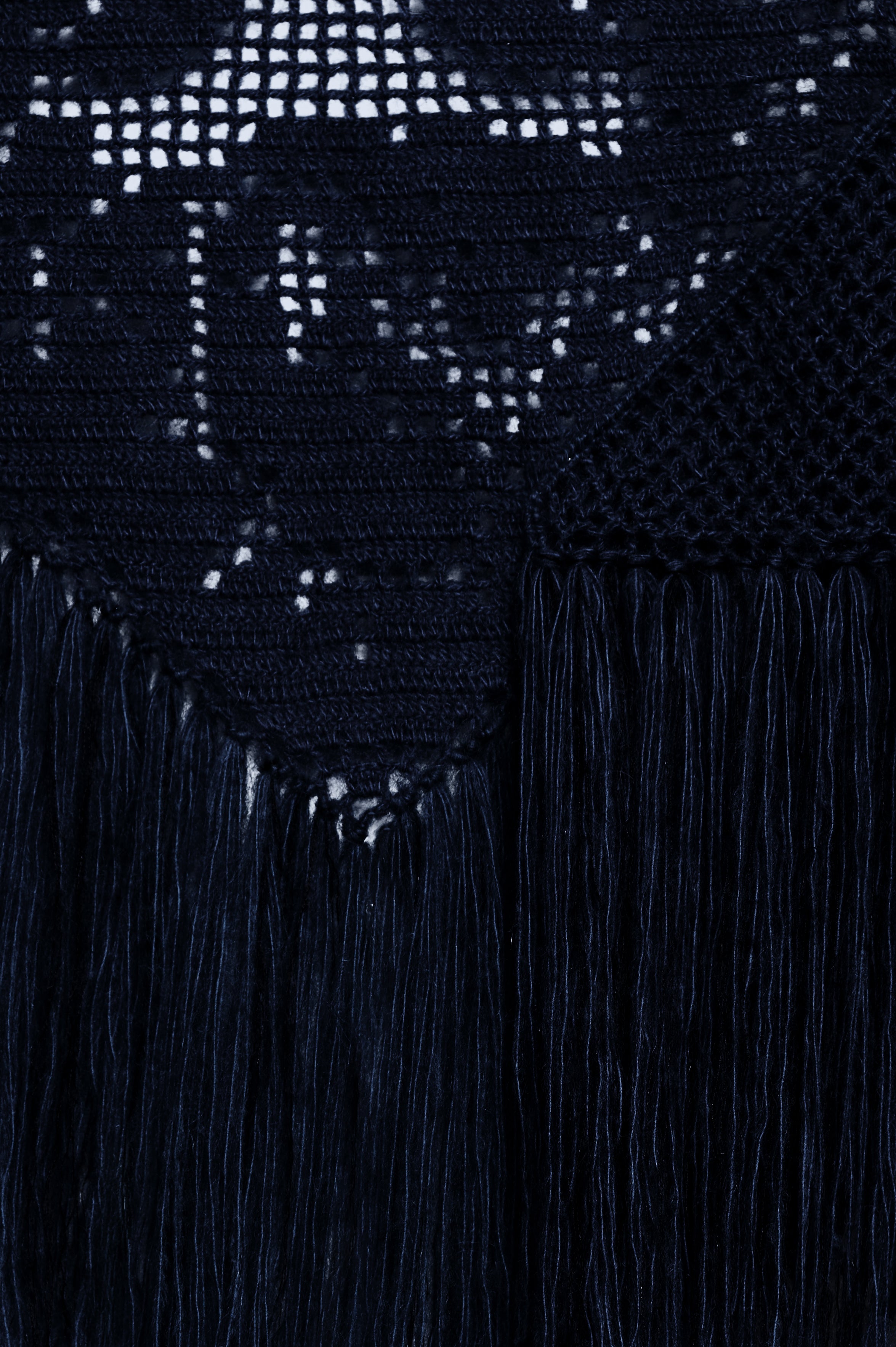 Scialle Coperta in Mohair Silk Blend, Midnight Blue, Detail