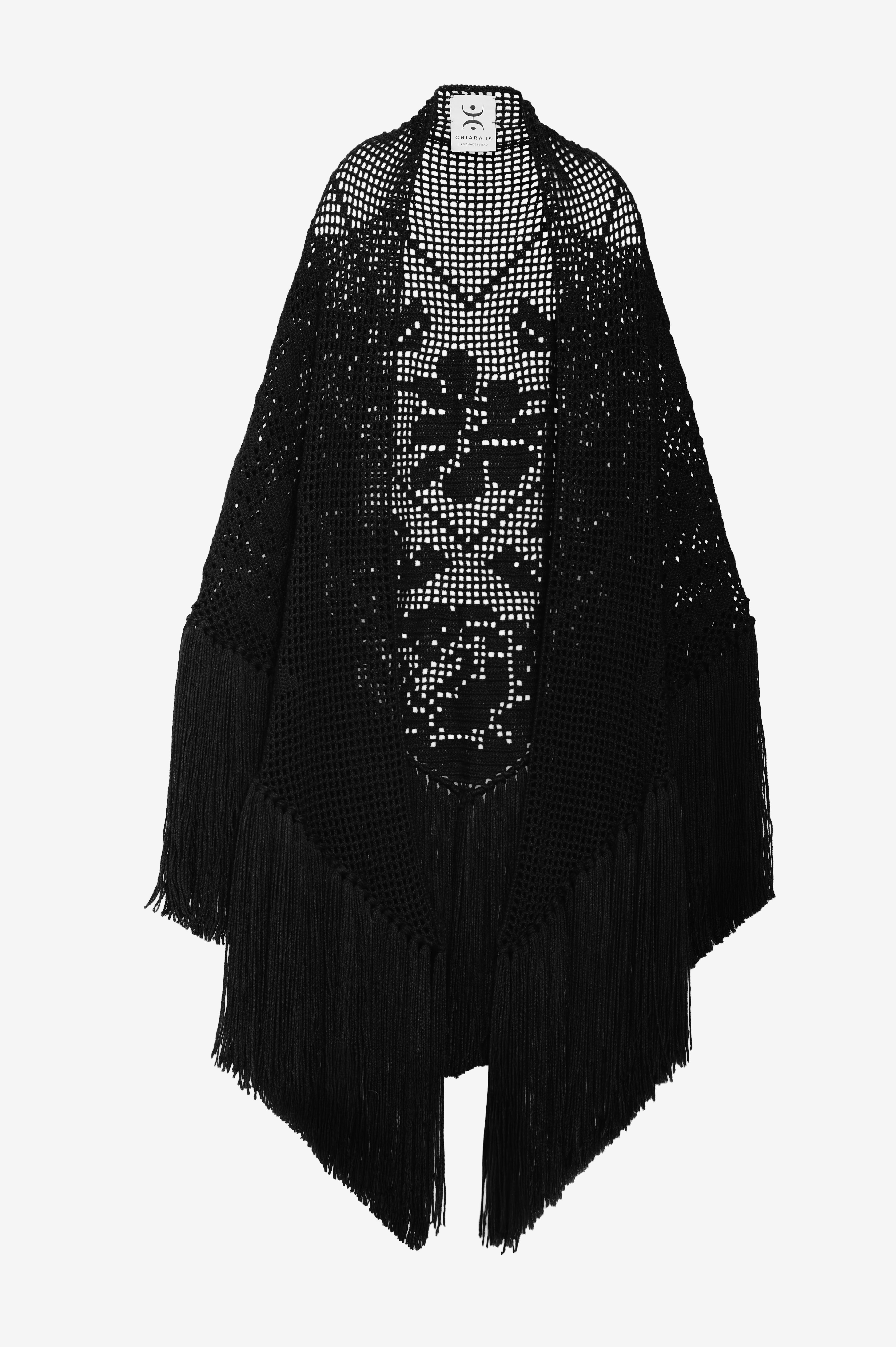 Scialle Peonia in Cashmere, Volcanic Black