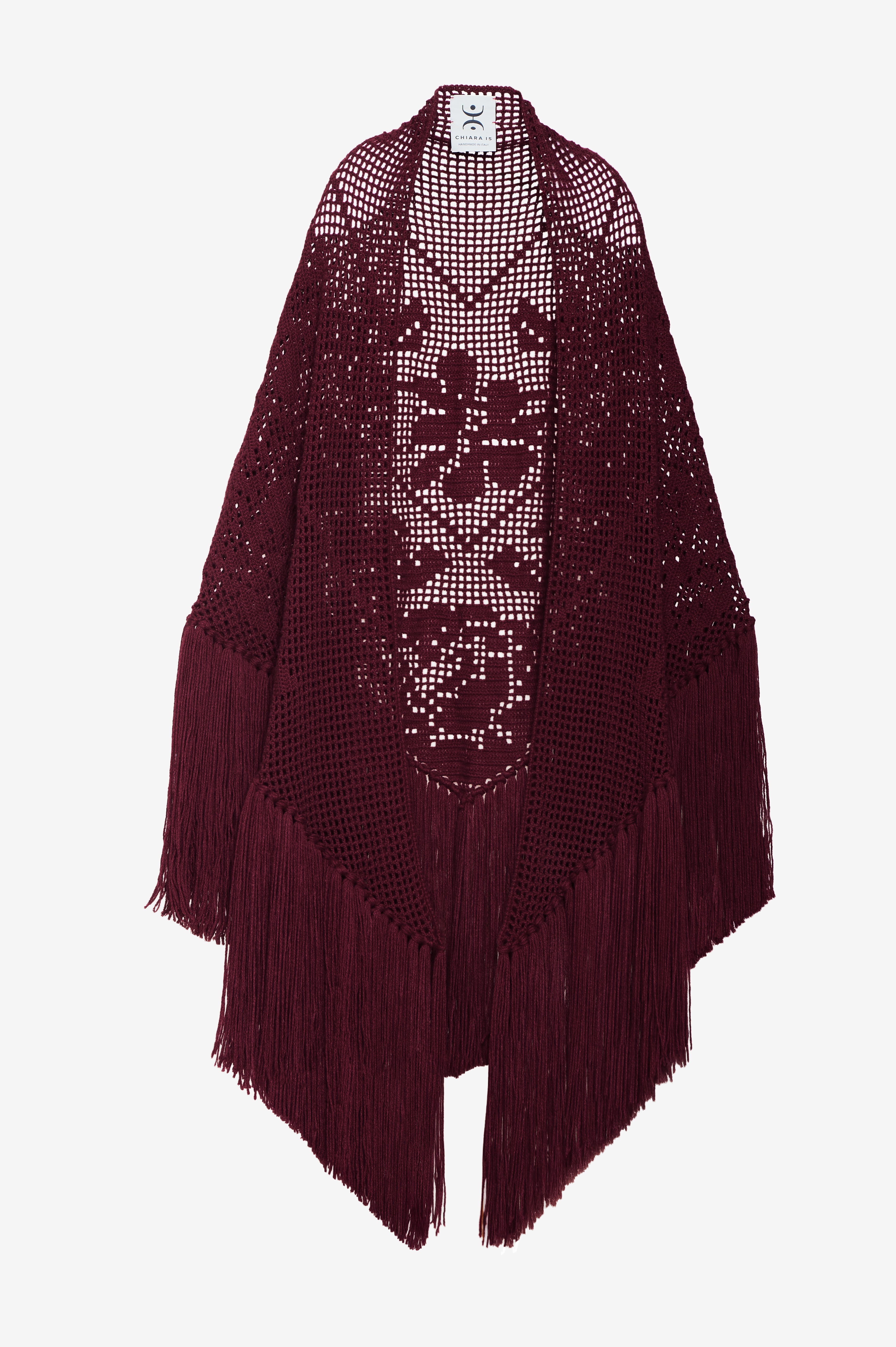 Scialle Peonia in Cashmere, Grape Must Burgundy