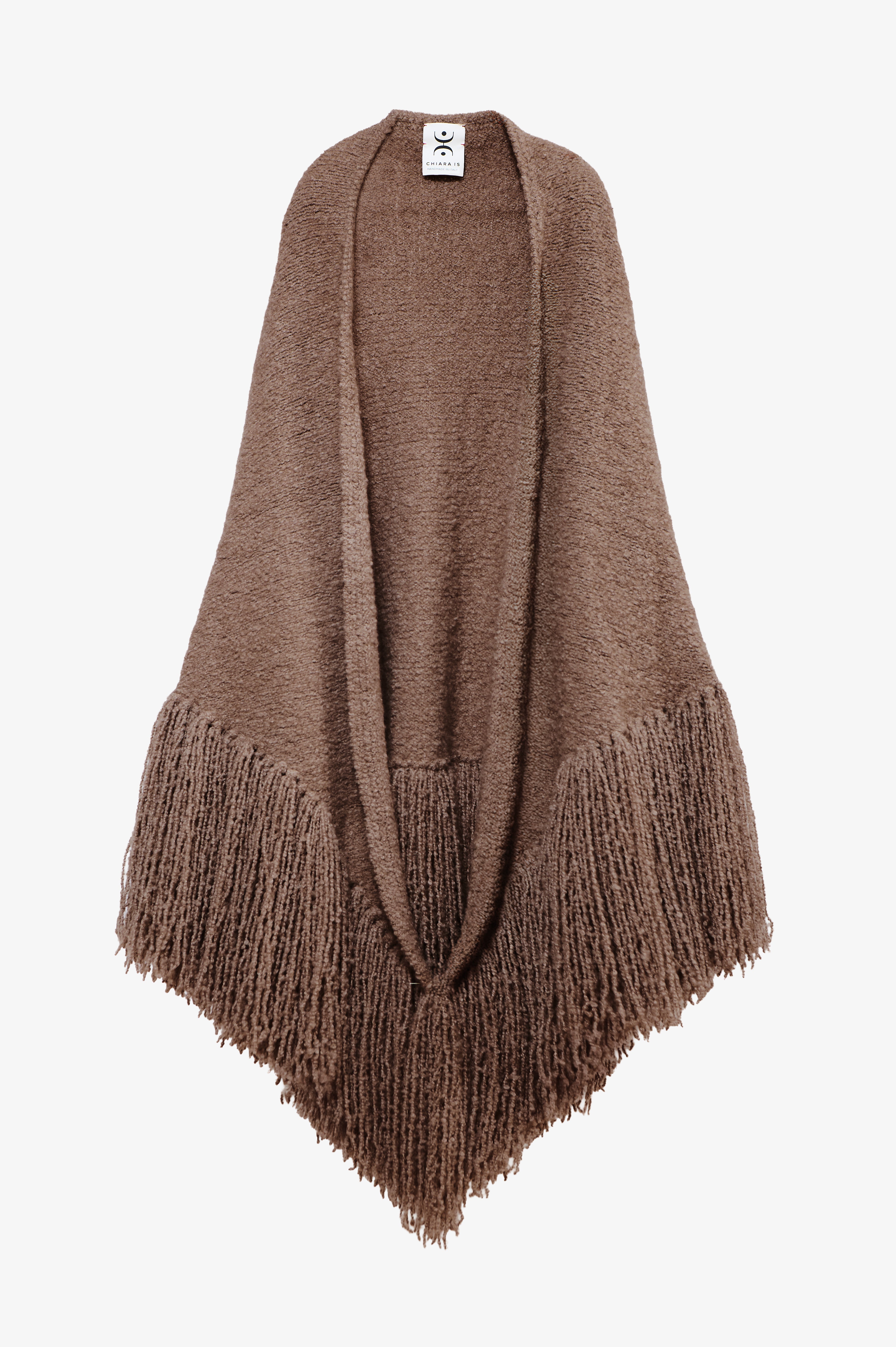 Scialle Manta in Curly Cashmere, Sicilian Hazelnut