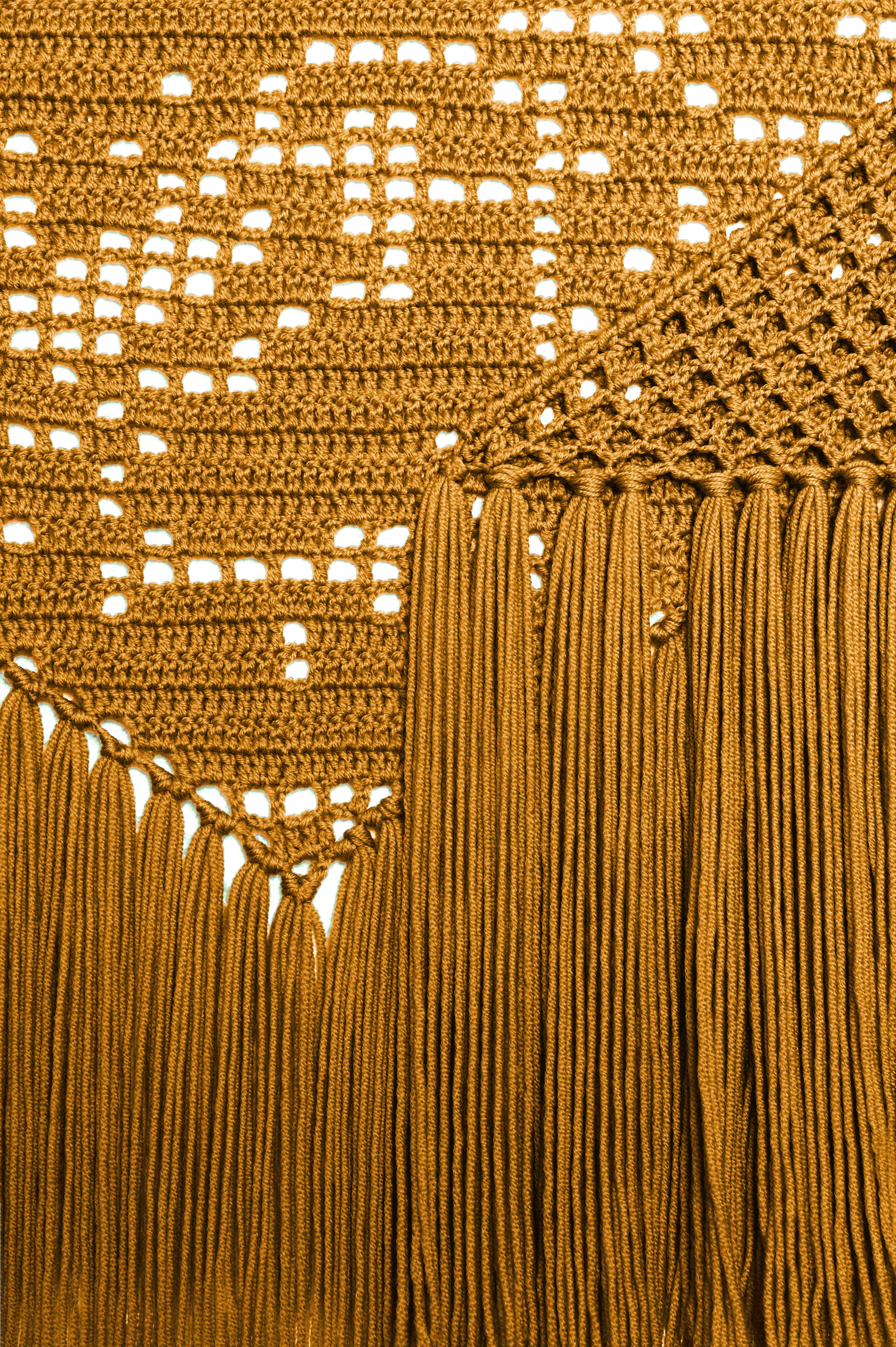 Scialle Peonia in Merino Wool, Amber, Detail