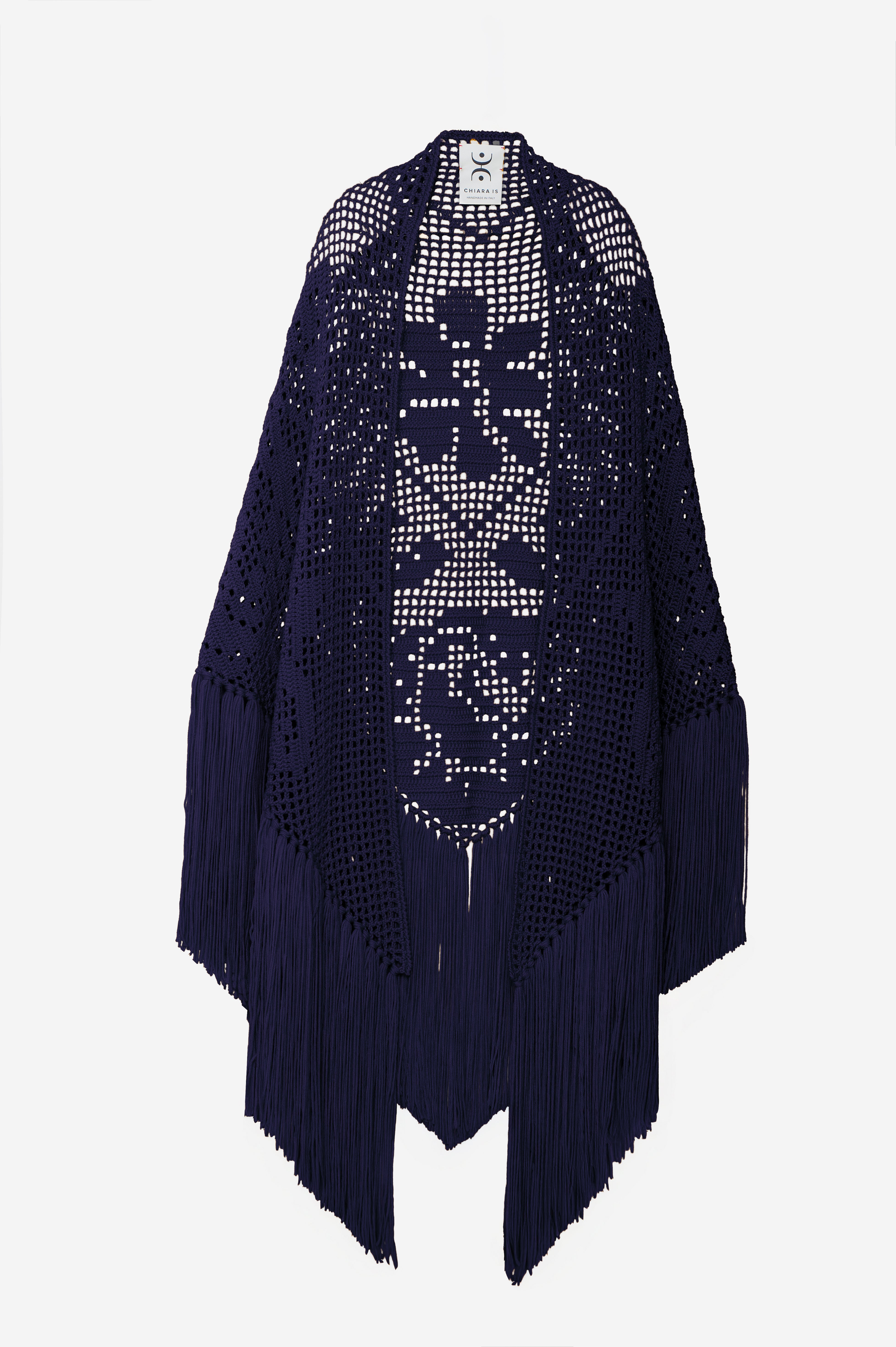 Scialle Peonia in Merino Wool, Midnight Blue