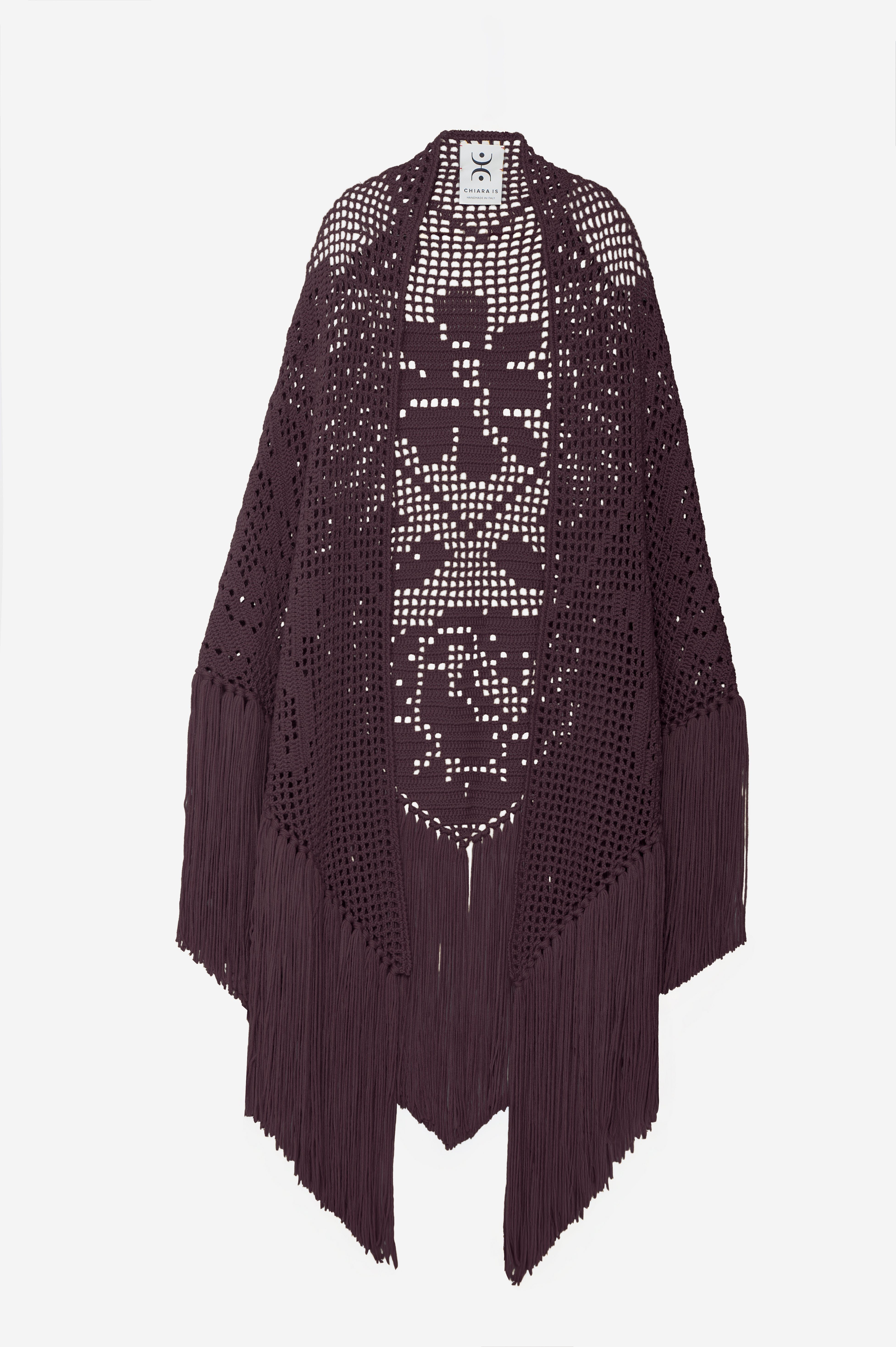 Scialle Peonia in Merino Wool, Mulberry