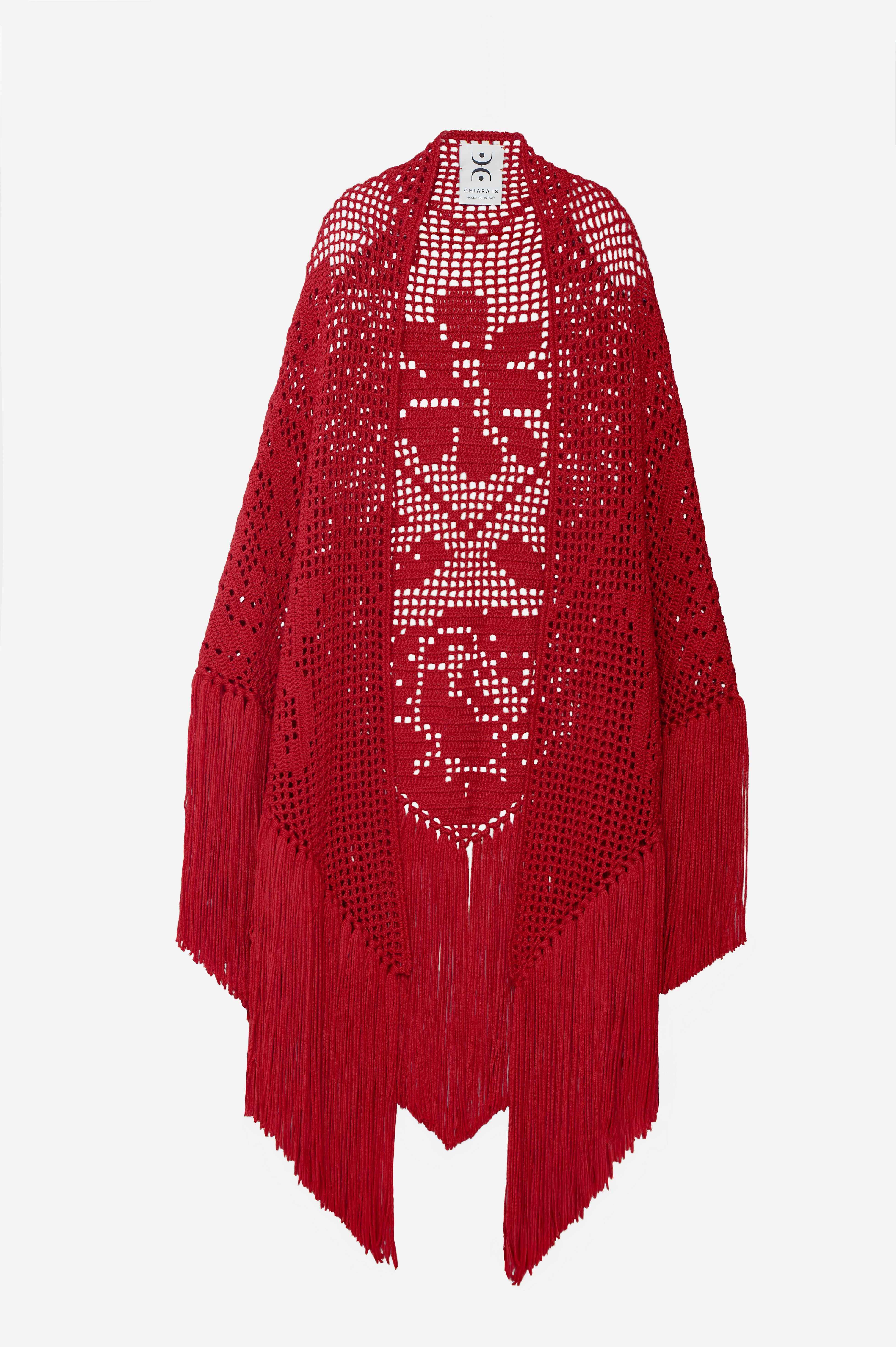 Scialle Peonia in Merino Wool, Etna Fire Red