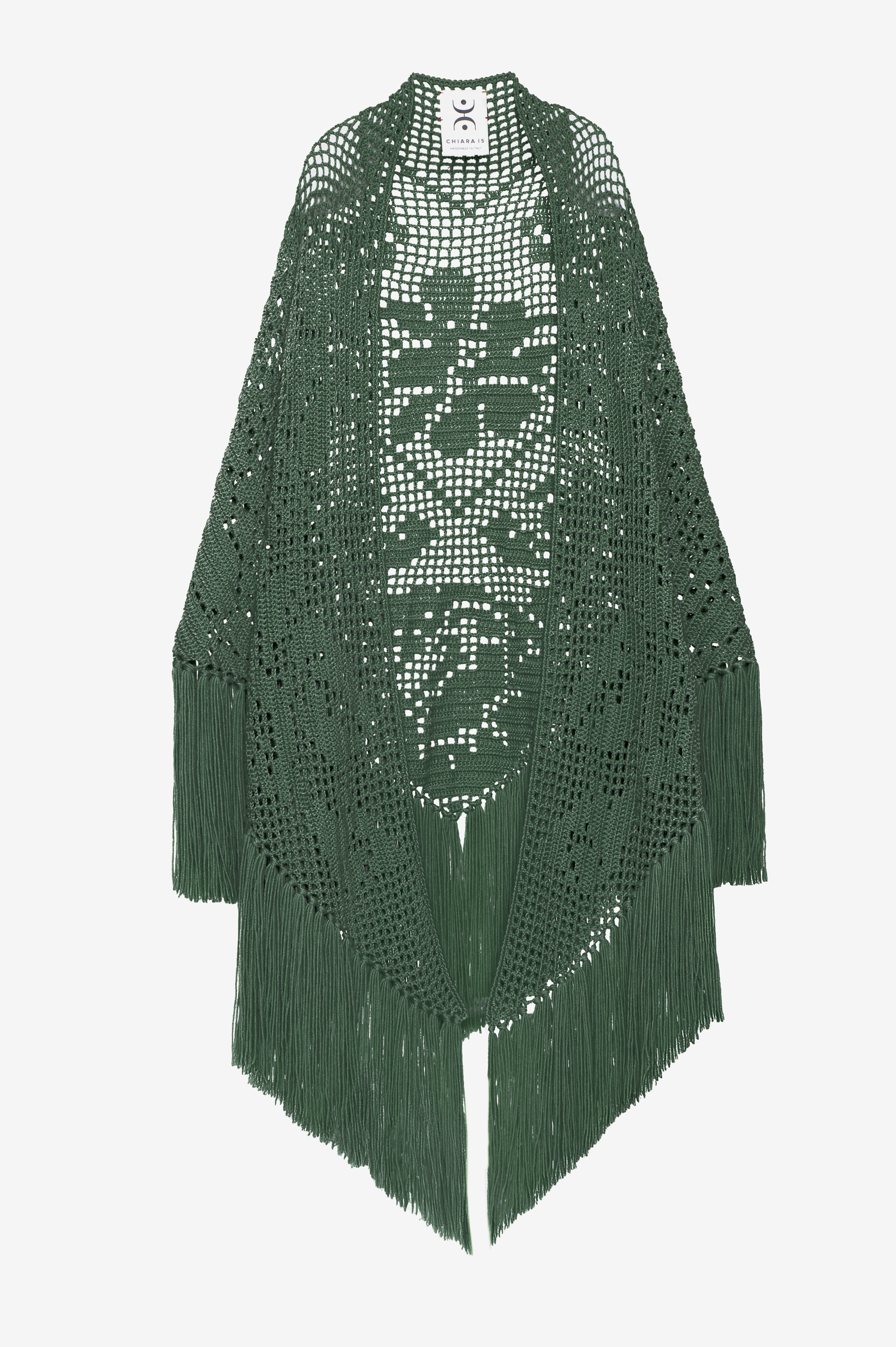 Scialle Peonia in Merino Wool, Lichen Green