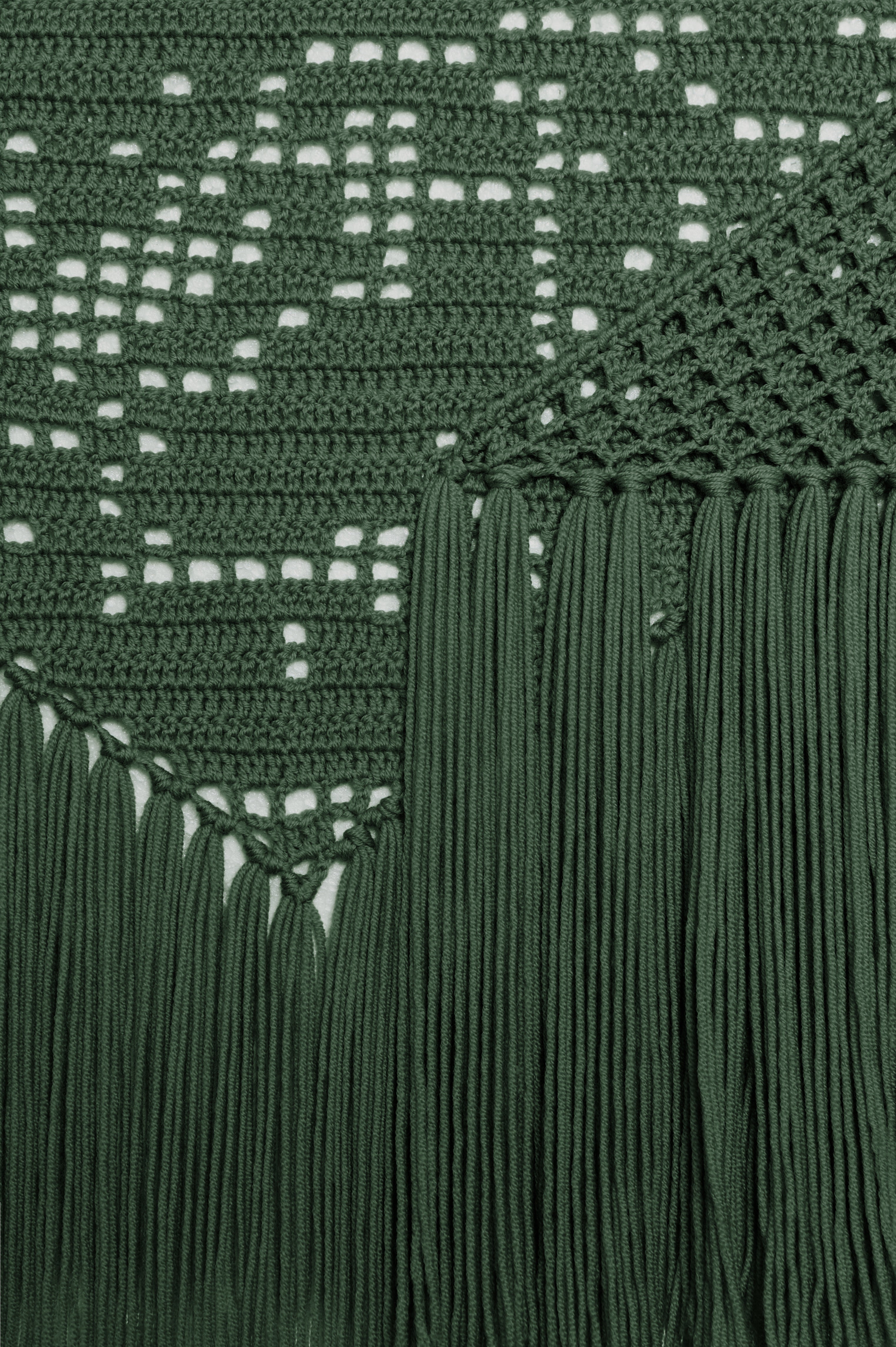 Scialle Peonia in Merino Wool, Lichen Green, Detail