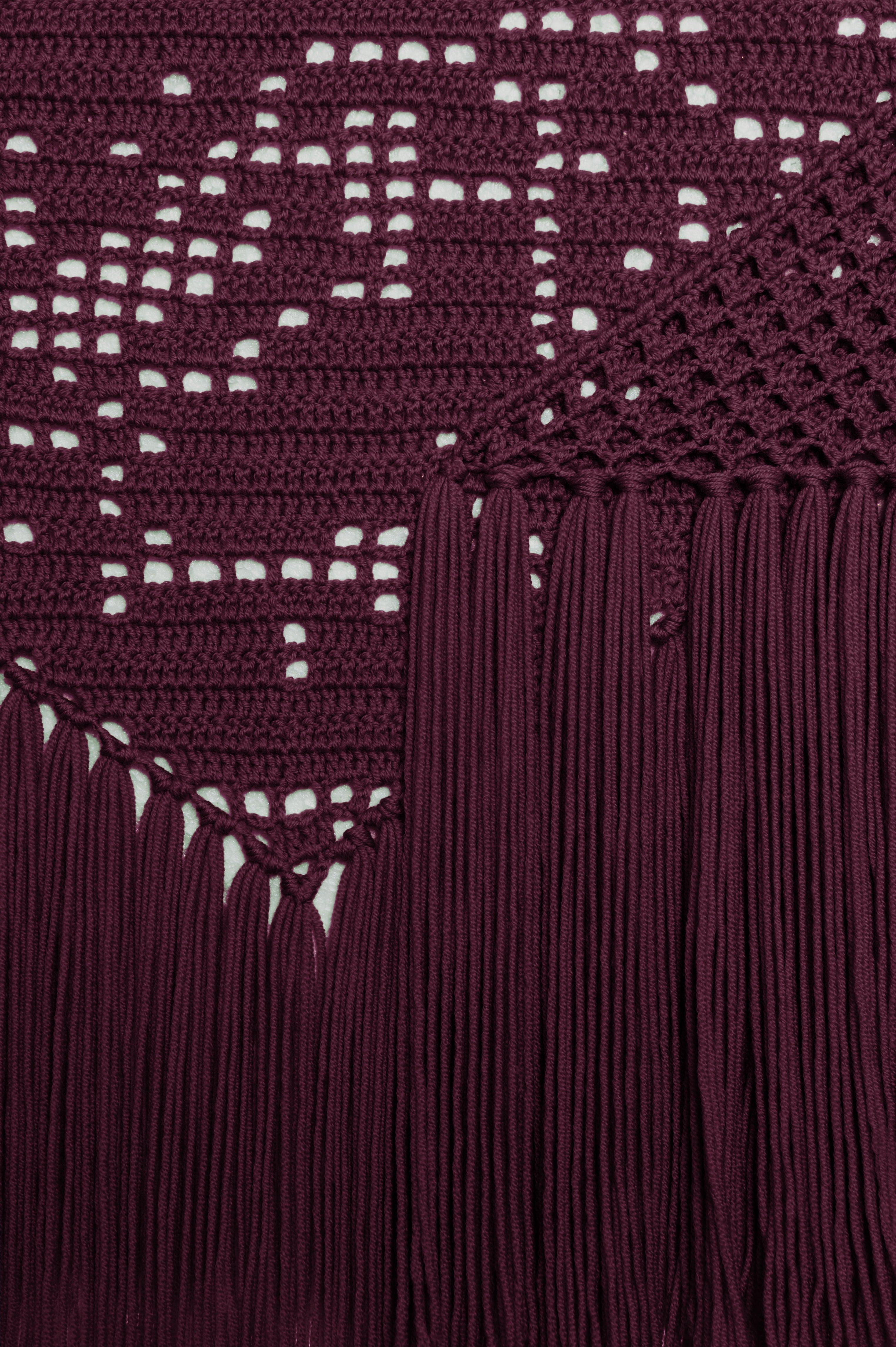 Scialle Peonia in Merino Wool, Grape Must Burgundy, Detail