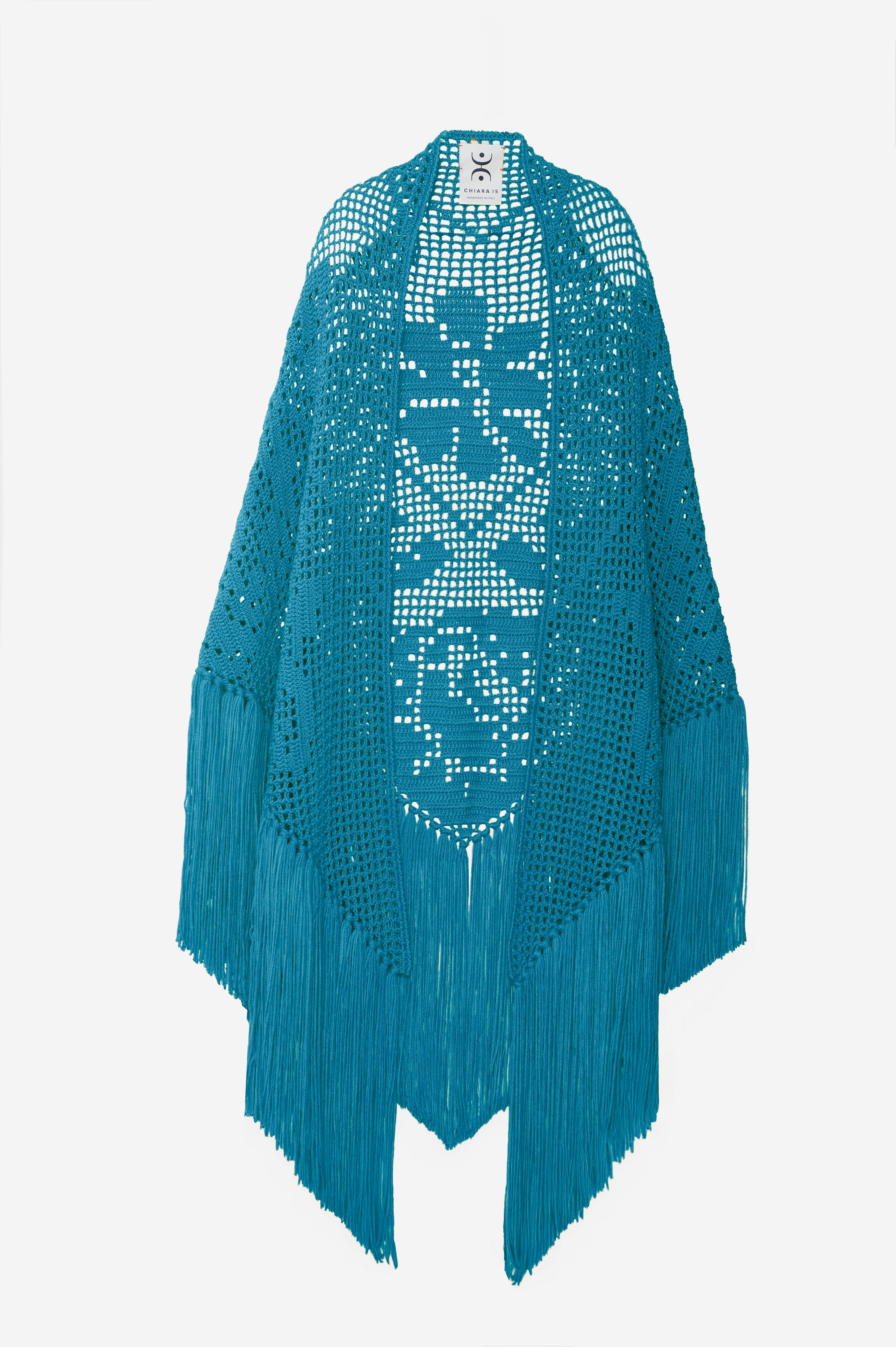 Scialle Peonia in Merino Wool, Favignana Blue