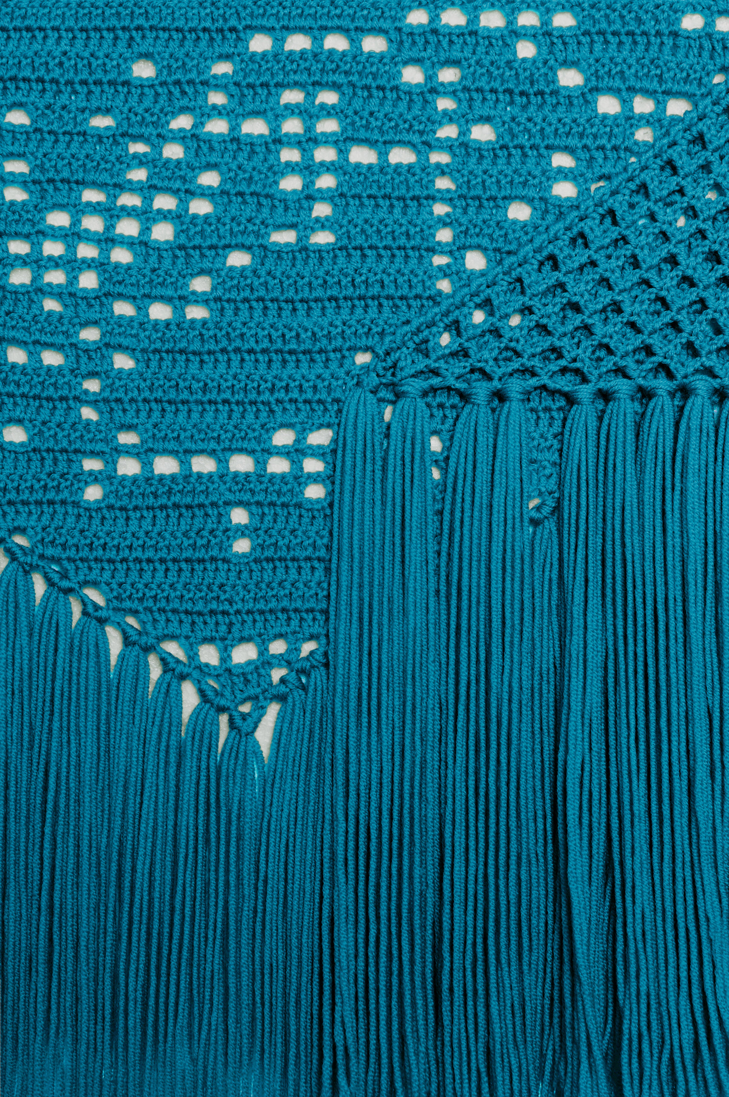 Scialle Peonia in Merino Wool, Favignana Blue, Detail