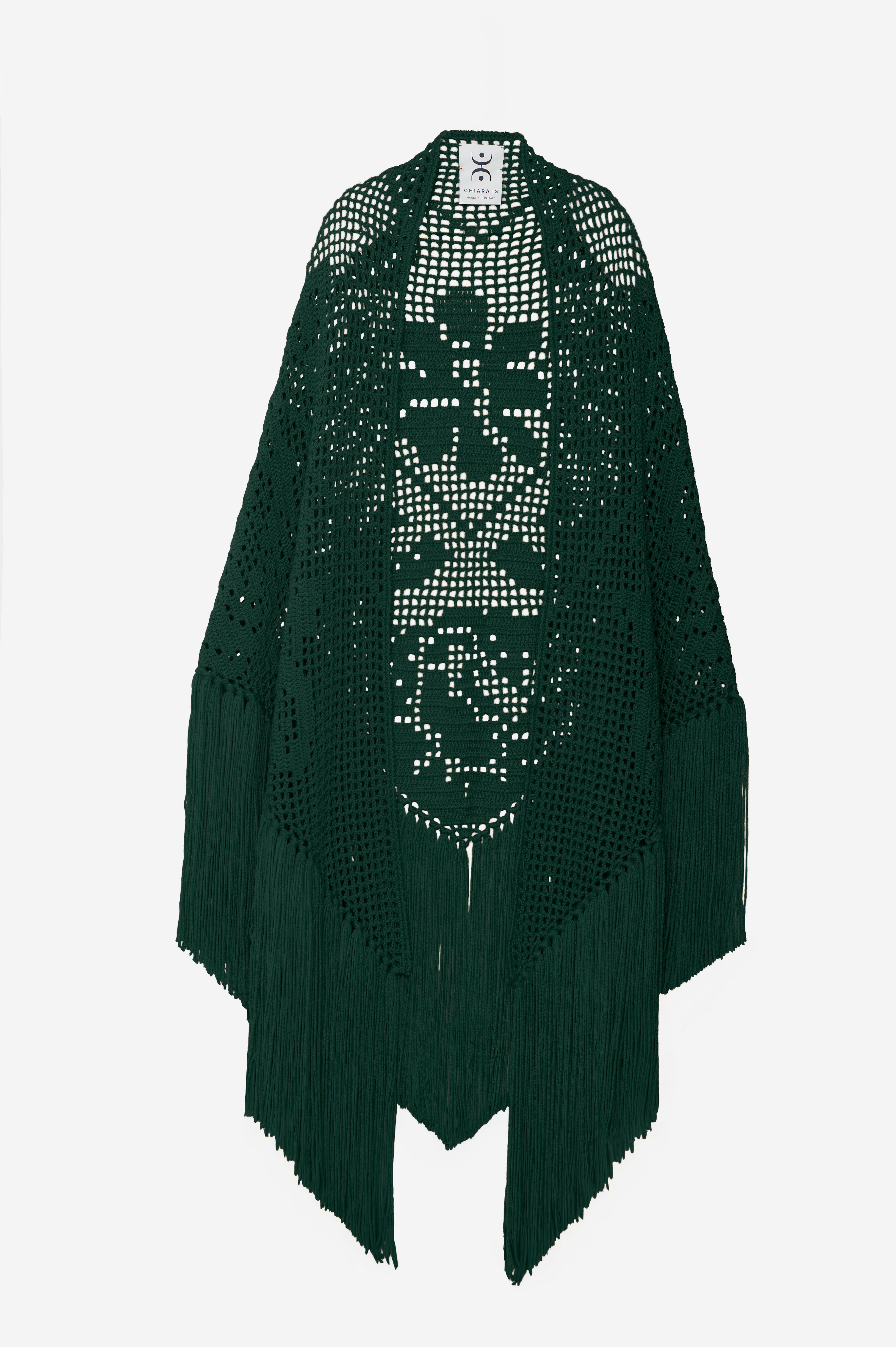 Scialle Peonia in Merino Wool, Linosa Green