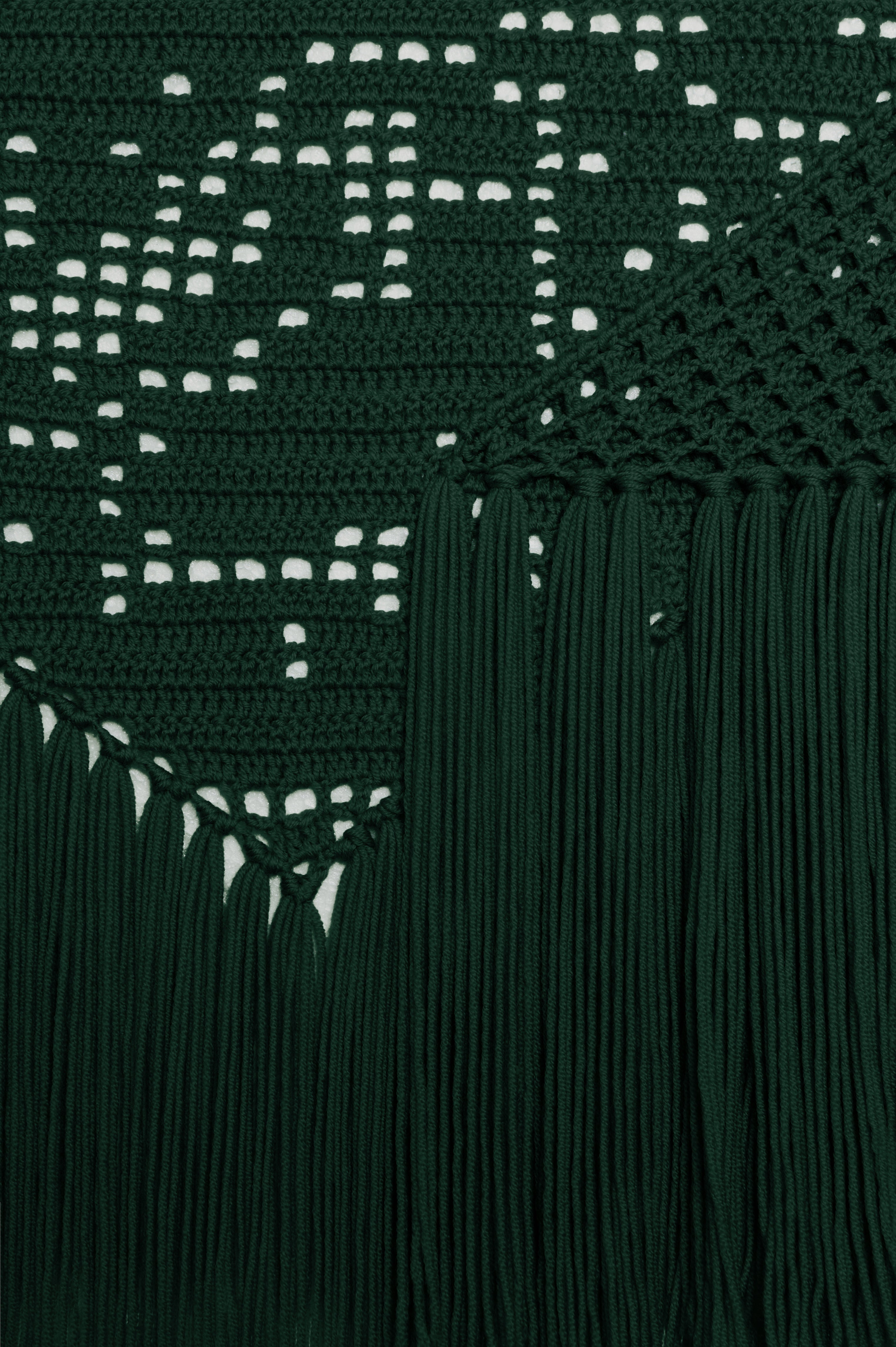Scialle Peonia in Merino Wool, Linosa Green, Detail