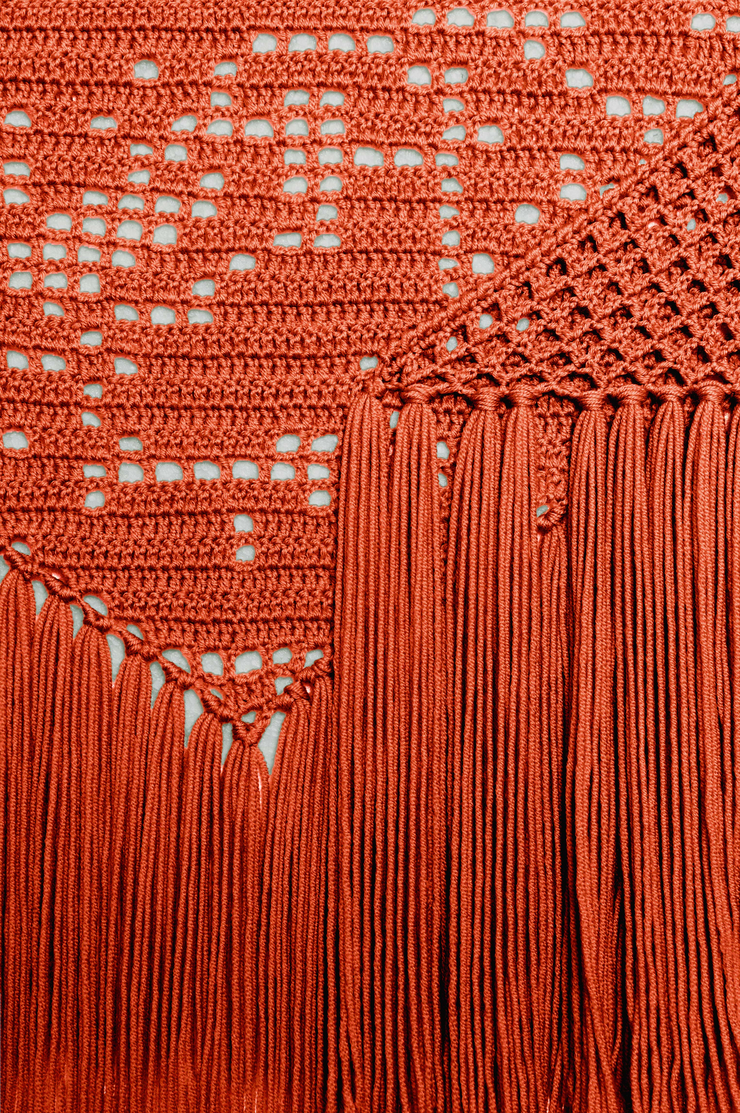 Scialle Peonia in Merino Wool, Marsala, Detail