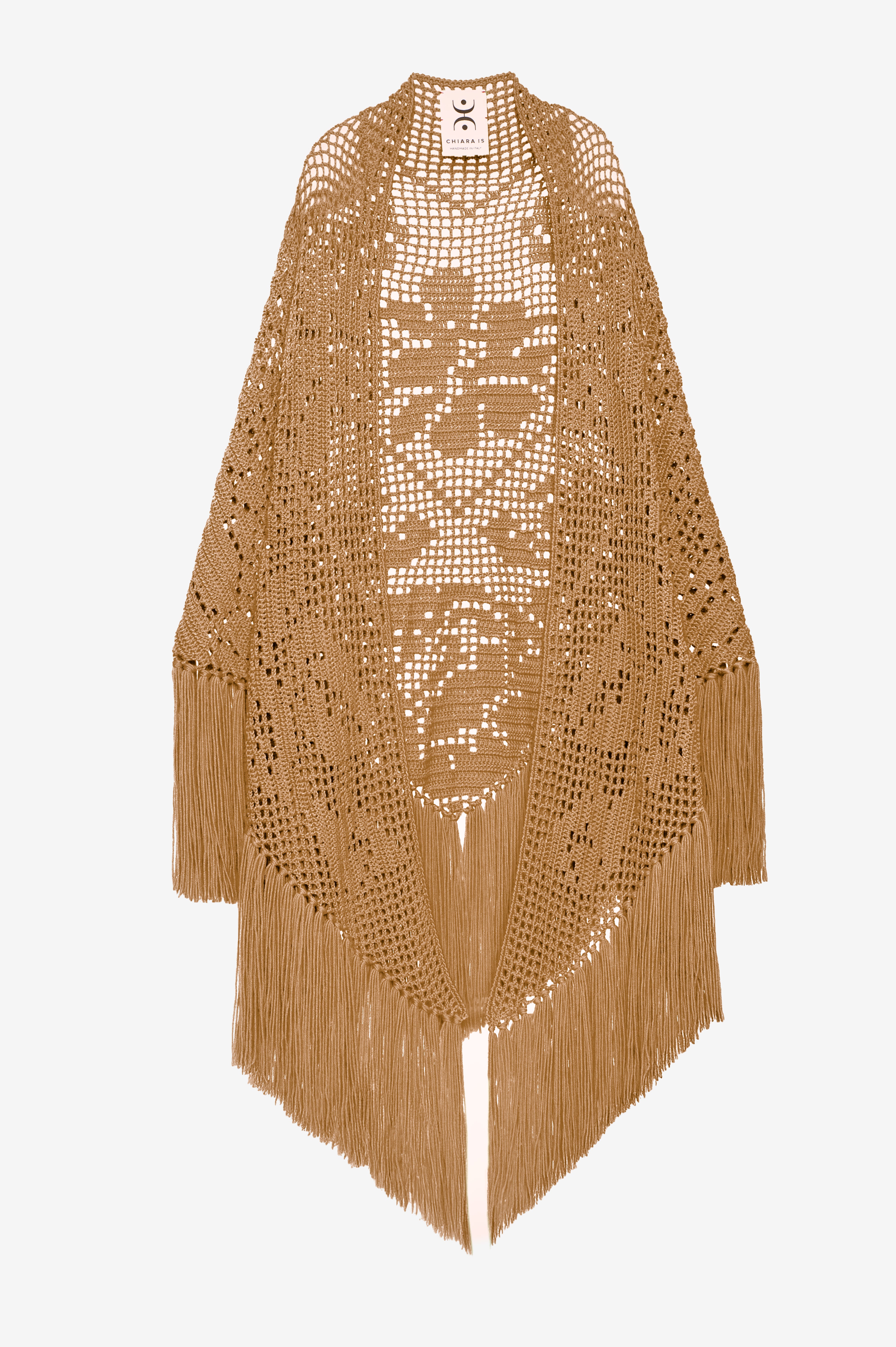 Scialle Peonia in Merino Wool, Sicilian Almond