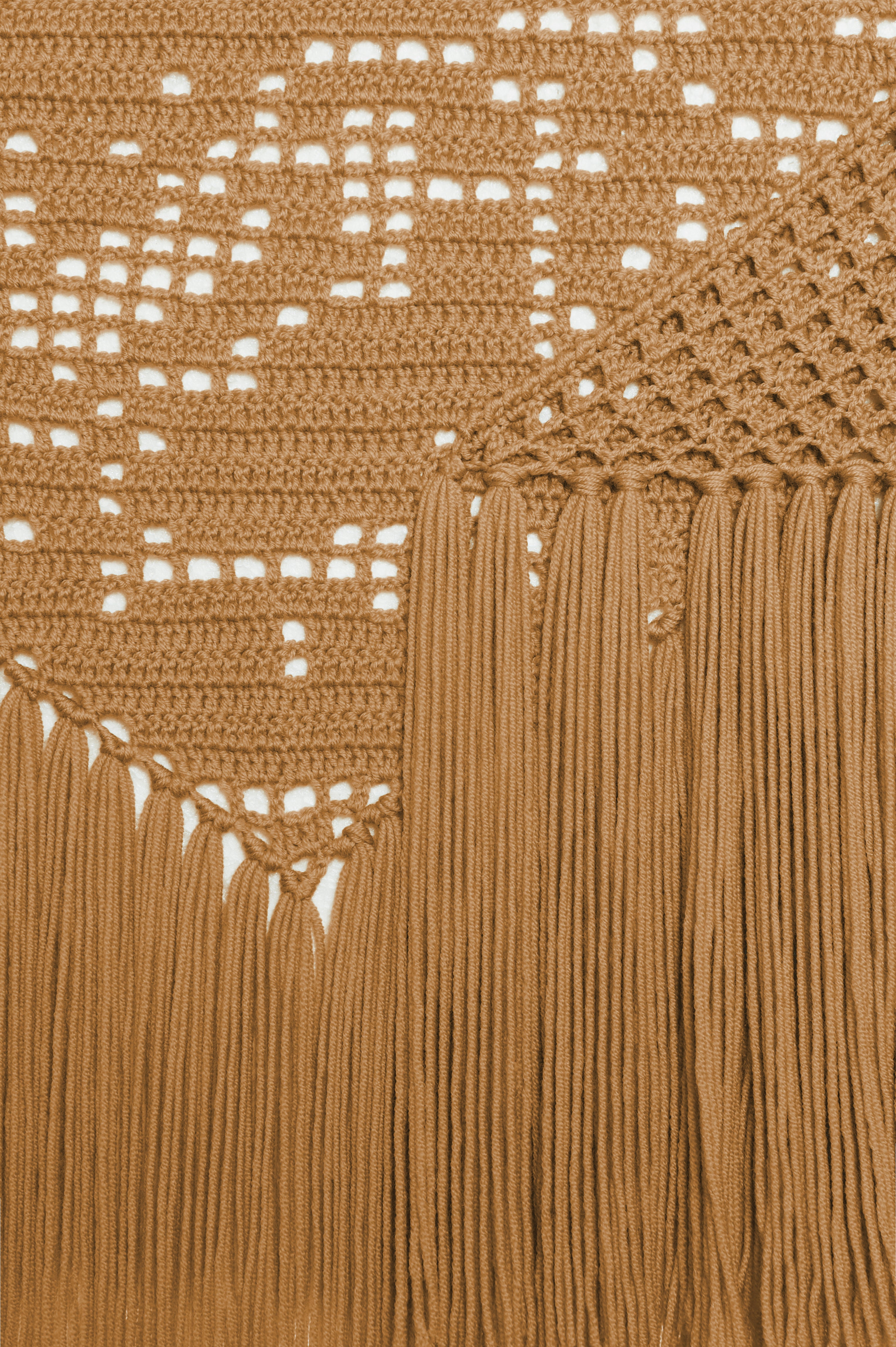 Scialle Peonia in Merino Wool, Sicilian Almond, Detail