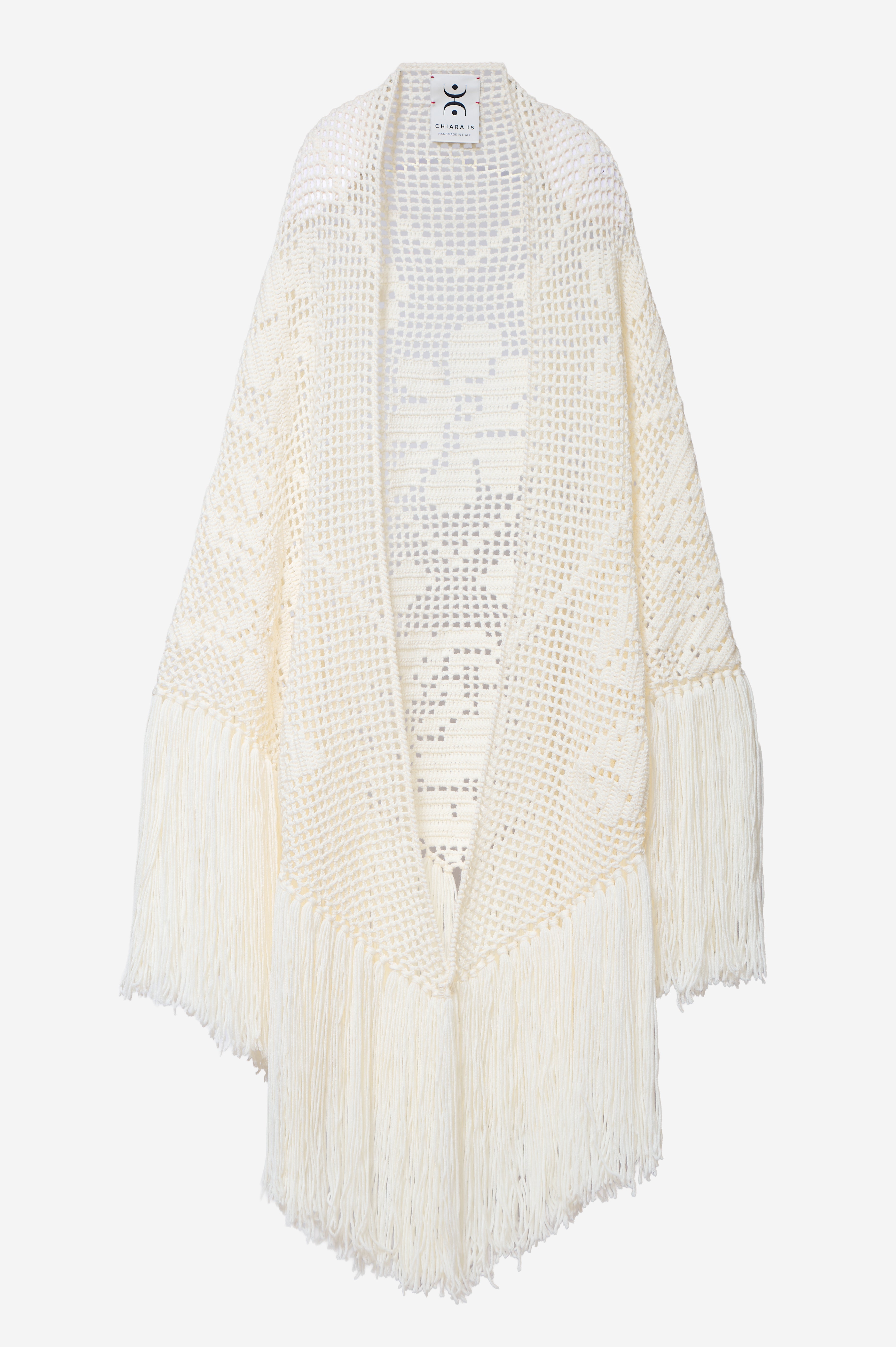 Scialle Peonia in Merino Wool, Marna White