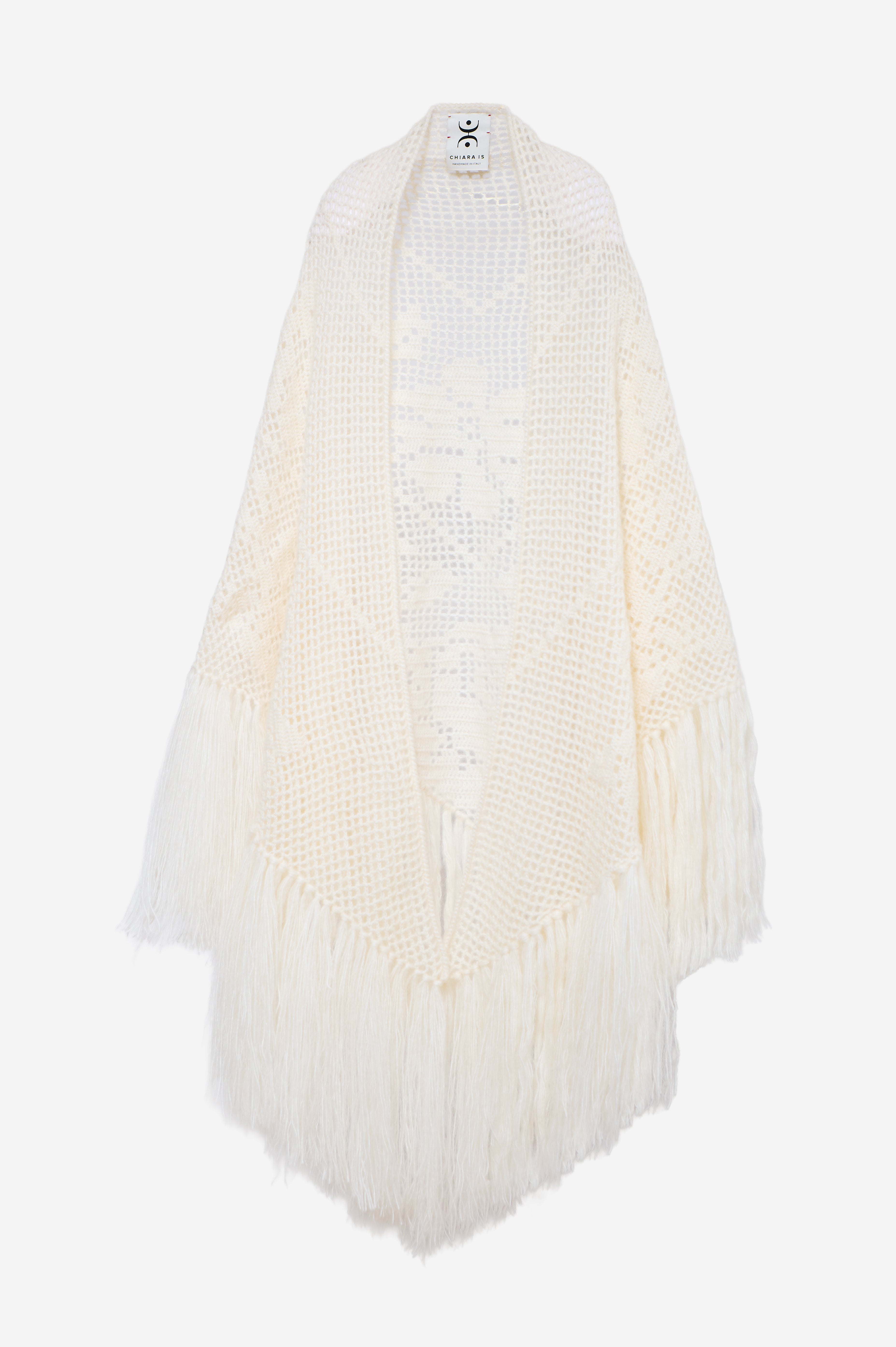 Scialle Coperta in Mohair Silk Blend, Marna White