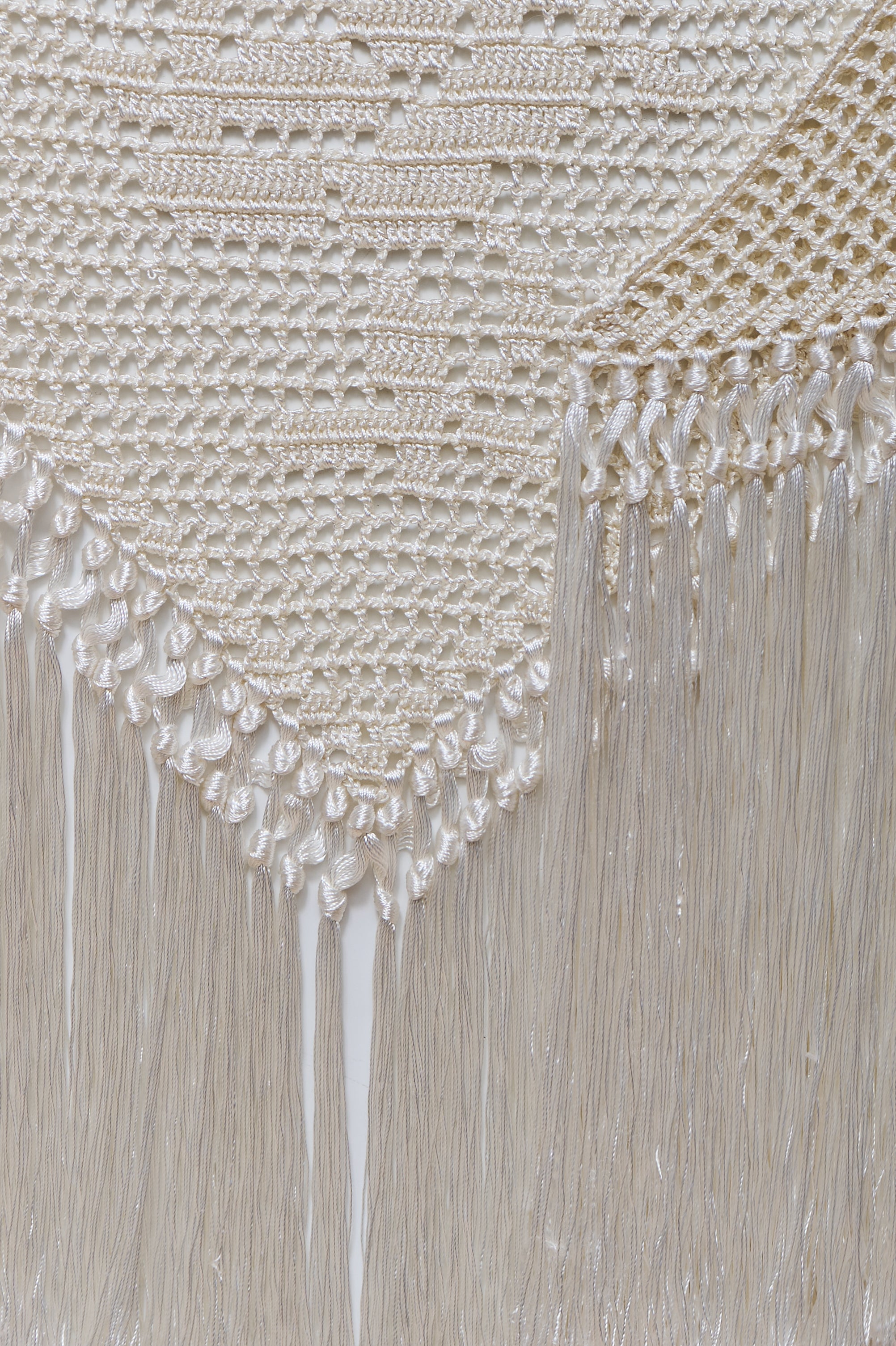 Scialle Rosa in Cotton Silk Blend, Marna White, Detail