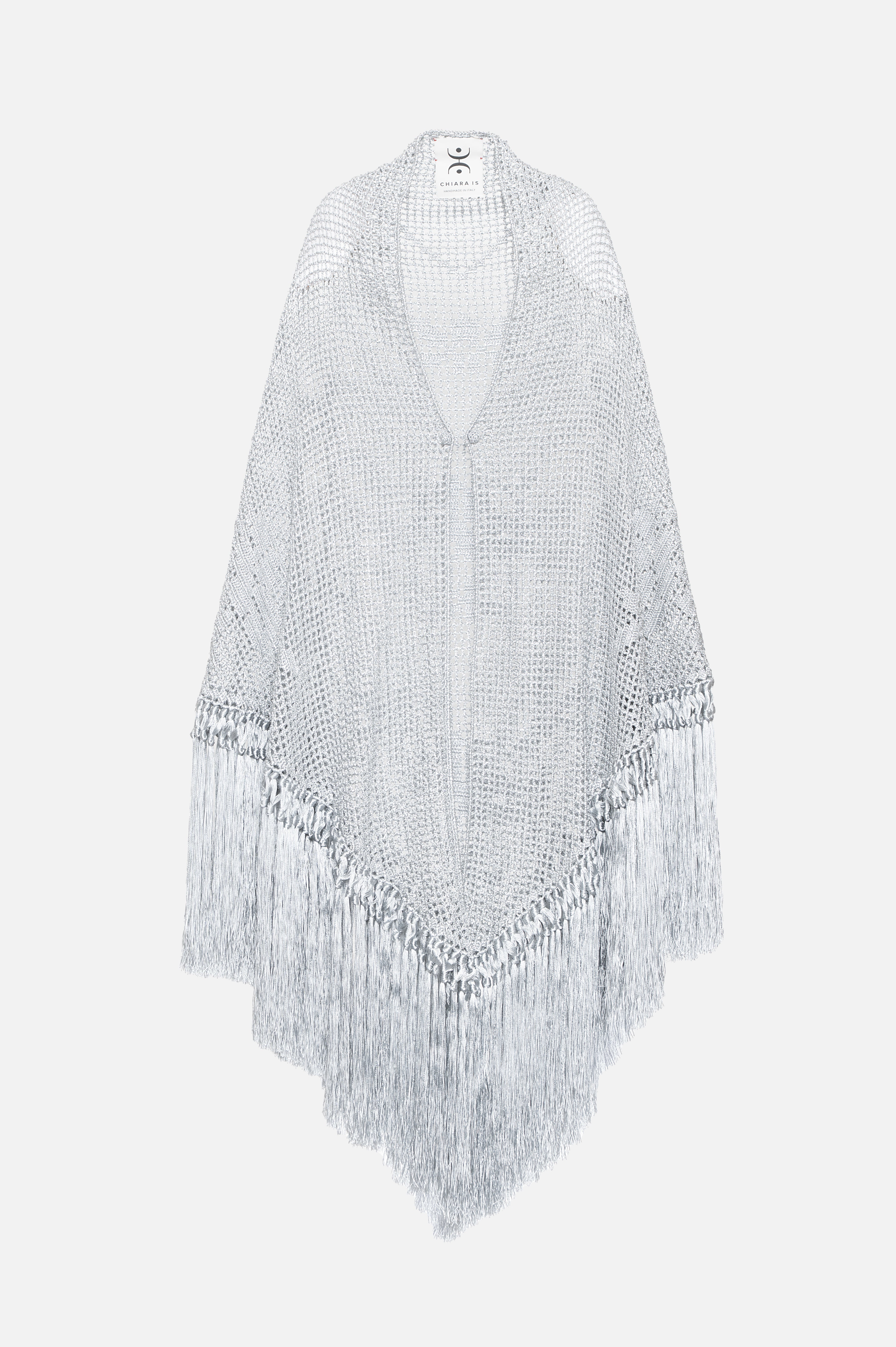 Scialle Rosa in Cupro Silk Blend, Silver